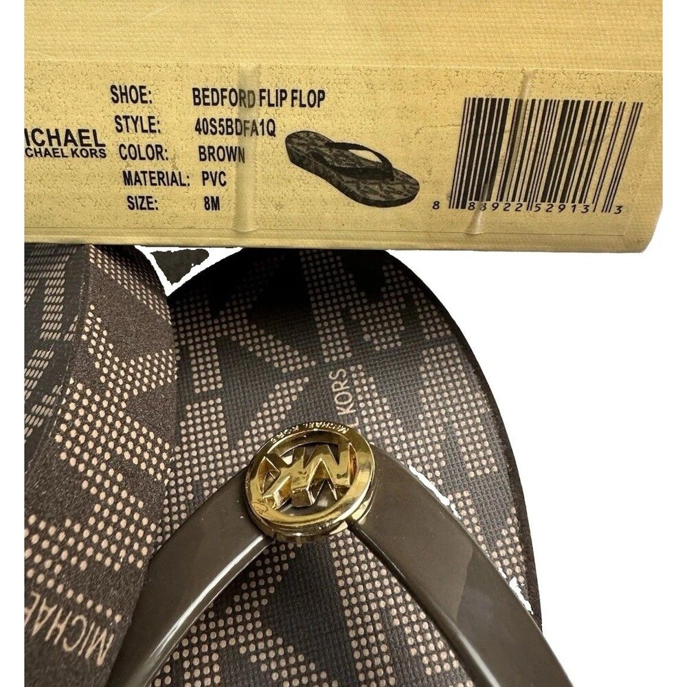 Michael Kors Brown Bedford Flip Flop NWOT Original Box Size 8 - Picture 3 of 7